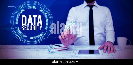 Handwriting text Data Security, Business concept Confidentiality Disk Encryption Backups Password Shielding Stock Photo