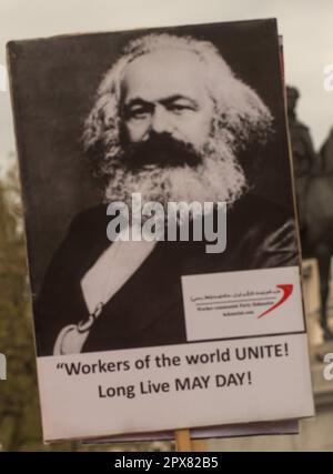 guest speaker at the international labour rally may day Stock Photo