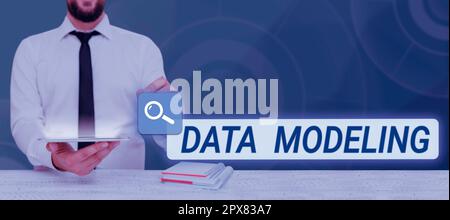 Text caption presenting Data Modeling, Internet Concept process of transferring data between data storage systems Stock Photo