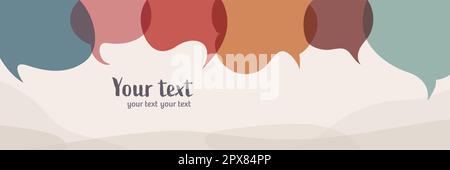 Banner colored speech bubble. Communication. Opinion. Social network. Colored cloud. Speak - discussion - chat. Symbol talking and communicate.Friends Stock Vector