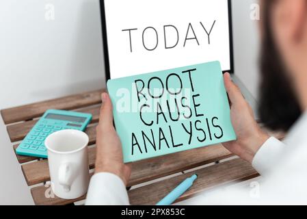 Conceptual caption Root Cause Analysis, Conceptual photo Method of Problem Solving Identify Fault or Problem Stock Photo