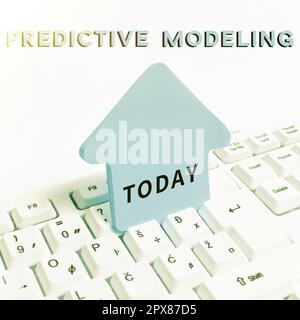 Sign displaying Predictive Modeling, Word for maintenance strategy driven by predictive analytics Stock Photo