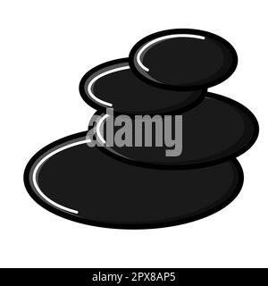 Beautiful simple flat icon of black hot stones for massage and spa beauty guidance isolated on white background. Vector illustration. Stock Vector