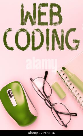 Handwriting text Web Coding, Internet Concept work involved in developing a web site for the Internet Stock Photo