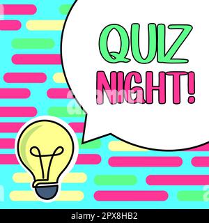 Hand writing sign Quiz Night, Word for evening test knowledge competition between individuals Stock Photo
