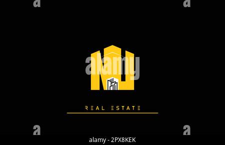 Real Estate letters Modern Creative logo NU , UN Stock Vector