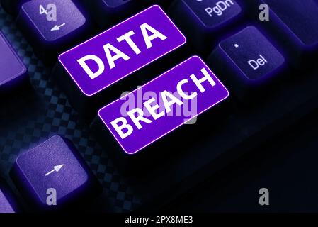 Writing displaying text Data Breach, Business idea security incident where sensitive protected information copied Stock Photo