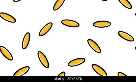 Seamless pattern texture of oval yellow medical pharmaceutical pills capsules capsules with vitamins fish oil omega-3 on a white background. Vector il Stock Vector