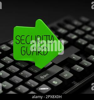 Text sign showing Security Guard, Word for tools used to manage multiple security applications Stock Photo