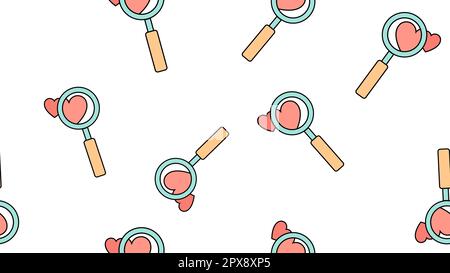 Texture seamless pattern from flat icons of loops and hearts, love items for the feast of love Valentine's Day February 14 or March 8 on a white backg Stock Vector