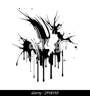 Smears, blots of black paint on a white background, dark colors - Vector illustration Stock Photo