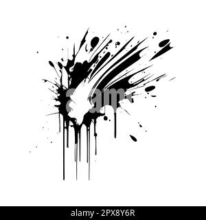 Smears, blots of black paint on a white background, dark colors - Vector illustration Stock Photo