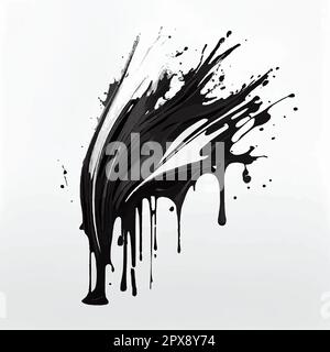 Smears, blots of black paint on a white background, dark colors - Vector illustration Stock Photo