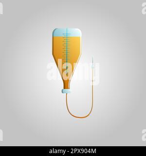 Beautiful medical icon dropper with medicine for intravenous injection on a white background. Stock Vector