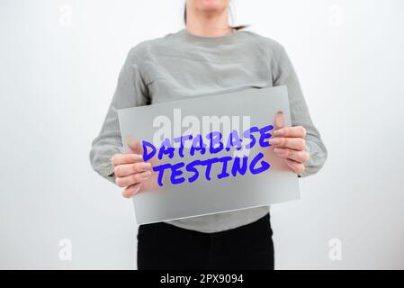 Handwriting text Database Testing, Conceptual photo involves the retrieved values from the database by the web Stock Photo