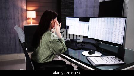 Sad Tired Medical Coding Bill And Spreadsheets Analyst Stock Photo