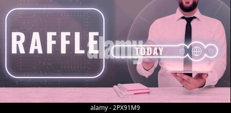 Writing displaying text Raffle. Conceptual photo means of raising money ...