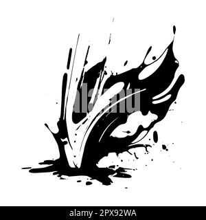 Smears, blots of black paint on a white background, dark colors - Vector illustration Stock Photo