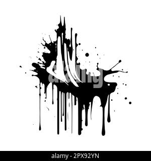 Smears, blots of black paint on a white background, dark colors - Vector illustration Stock Photo