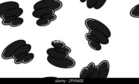 Endless seamless pattern of beautiful beauty items of female glamorous massage and spa stones on white background. Vector illustration. Stock Vector
