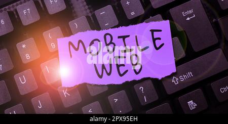 Hand writing sign Mobile Web, Business overview browser-based internet services accessed from handheld mobile Stock Photo