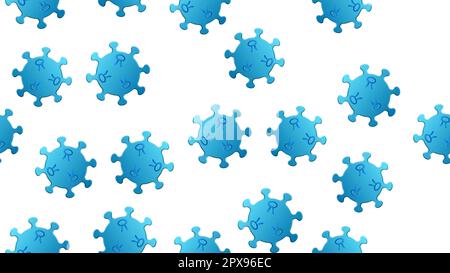 Seamless pattern of blue viruses of the bacteria coronavirus disease Covid-19 pandemic dangerous infectious texture on a white background. Stock Vector