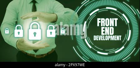 Writing displaying text Front End Development, Business concept Altering data to graphical interface for user to view Stock Photo