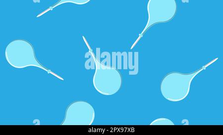 Seamless pattern texture of endless repeating medical rubber blue enema pears for cleaning the intestines on a blue background. Vector illustration. Stock Vector