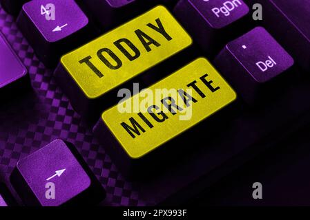 Text caption presenting Migrate, Internet Concept to move or travel from one country place or locality to another Stock Photo