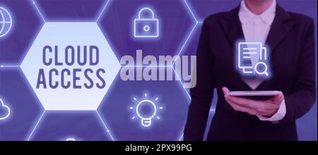 Inspiration showing sign Cloud Access, Business idea Software tool between the organization and the provider Stock Photo