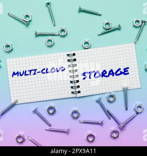 Text showing inspiration Multi Cloud Storage, Concept meaning use of multiple cloud computing and storage services Stock Photo