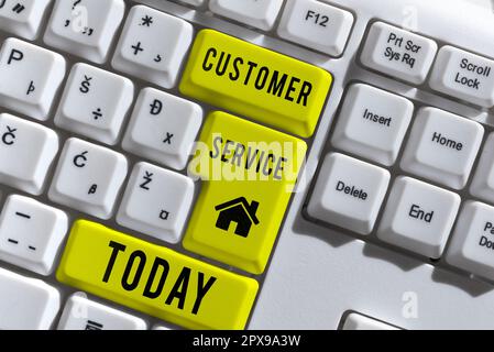 Text caption presenting Customer Service, Business idea process of ensuring customer satisfaction with a product Stock Photo