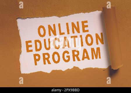Writing displaying text Online Education Program, Business approach Software development and programming courses Stock Photo