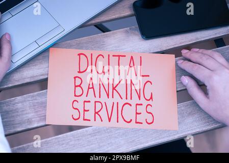 Text sign showing Digital Banking Services, Word for Business, technology, internet and networking Stock Photo
