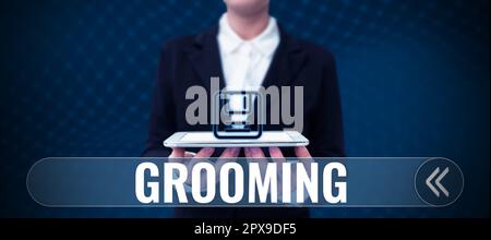 Text Grooming Examples Writing displaying text Grooming. Business approach hygienic care and ...