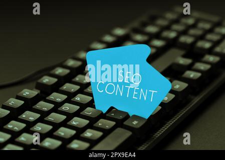 Handwriting text Seo Content, Internet Concept creating content that helps web pages to rank high in search Stock Photo