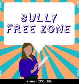 Handwriting text Bully Free Zone, Internet Concept Be respectful to other bullying is not allowed here Stock Photo