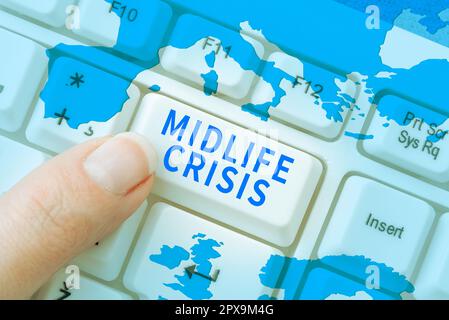Handwriting text Midlife Crisis, Business approach Software development technique Decomposing an application Stock Photo