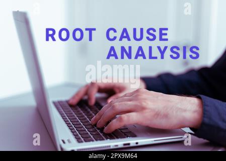 Text sign showing Root Cause Analysis, Concept meaning Method of Problem Solving Identify Fault or Problem Stock Photo