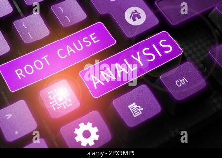 Writing displaying text Root Cause Analysis, Word Written on Method of Problem Solving Identify Fault or Problem Stock Photo