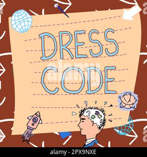 Sign displaying Dress Code. Business overview an accepted way of ...