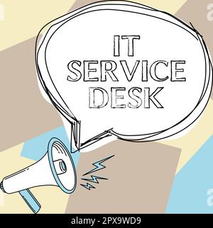 Conceptual caption It Service Desk, Concept meaning Technological support online assistance help center Stock Photo