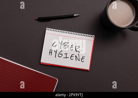 Text sign showing Cyber Hygiene, Business concept steps that computer users take to improve their cyber security Stock Photo