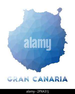 Low poly map of Gran Canaria. Geometric illustration of the island. Gran Canaria polygonal map. Technology, internet, network concept. Stock Vector
