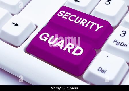Text sign showing Security Guard, Word for tools used to manage multiple security applications Stock Photo