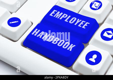 Sign displaying Employee Handbook, Word Written on Document that contains an operating procedures of company Stock Photo