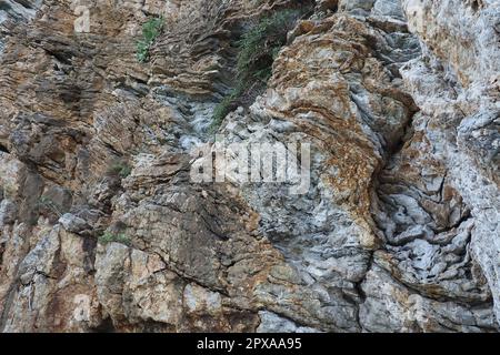 Flysch is a series of marine sedimentary rocks that are predominantly clastic in origin and are characterized by the alternation of lithological layer Stock Photo