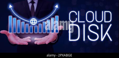 Hand writing sign Cloud Disk, Word for web base service that provides storage space on a remote server Stock Photo