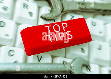 Handwriting text Top Tips, Word Written on a small but particularly useful piece of practical advice Stock Photo