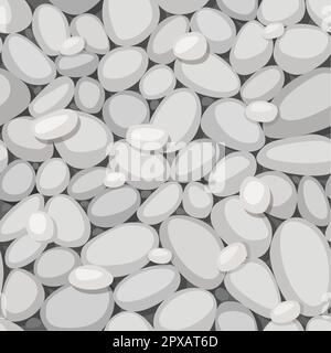 Seamless texture of pebbles in a flat style. White stones on the ground. Stock Vector